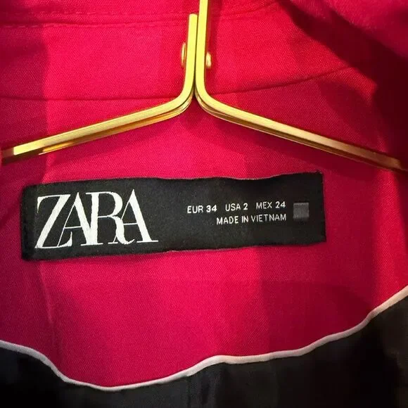 ZARA Hot Pink Fitted Blazer Tailored One-Button Chic Jacket Size XS/US 2 - Picture 4 of 5